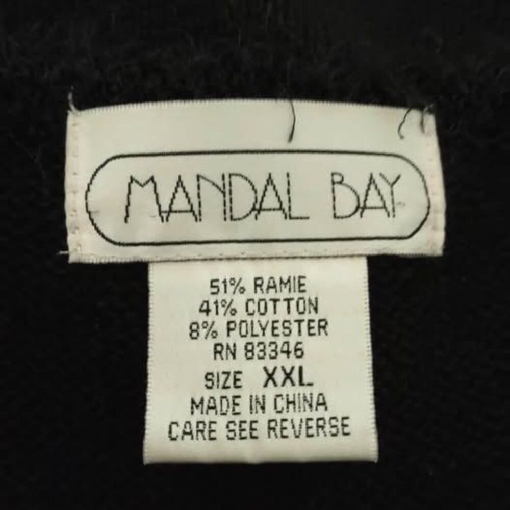 2X Mandal Bay Vintage Sweater Vest Cardigan Black Gift Full Zip 25”pit-pit C5276 - Picture 5 of 7